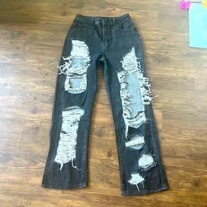 SHEIN Extremely baggy distressed ripped jeans